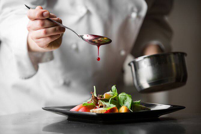 Private chef plating gourmet food at Zoe Villa Bandung